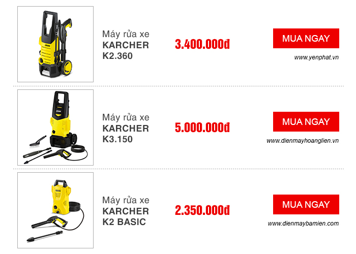 Giá bán máy rửa xe Karcher thương hiệu đến từ Đức